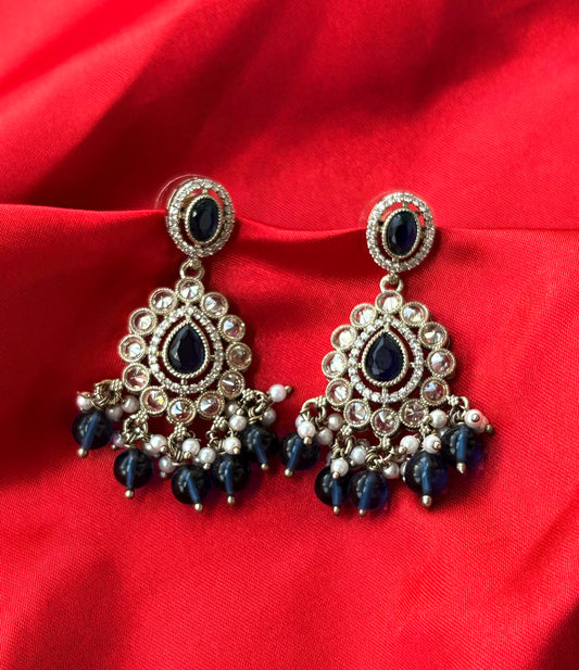 Noor Blue Kundan Drops