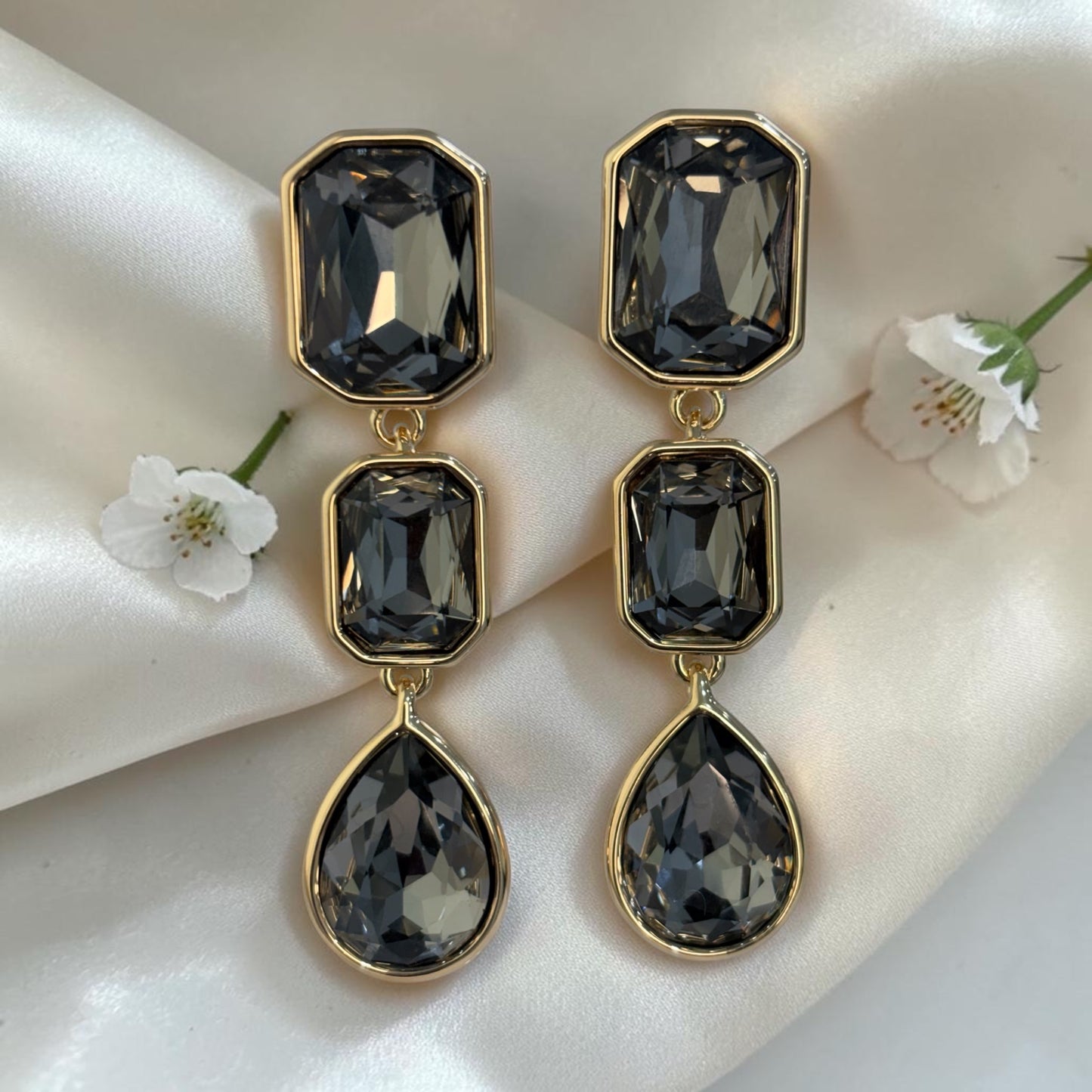 Regal Crystal Cascade Earrings