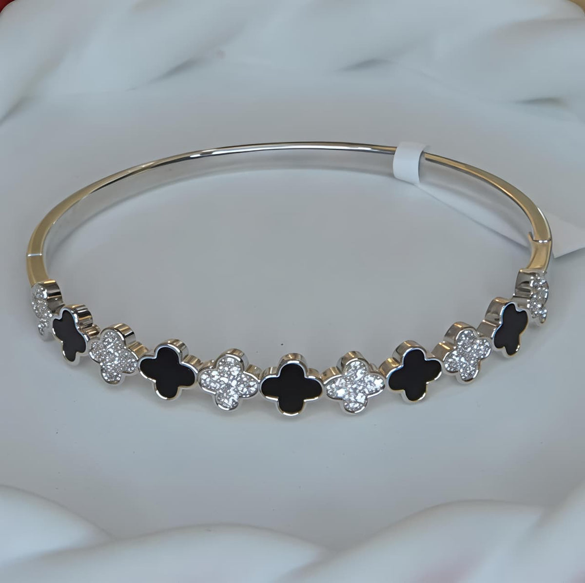 Black Clover Moissanite CZ Tennis Bangle