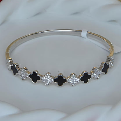 Black Clover Moissanite CZ Tennis Bangle