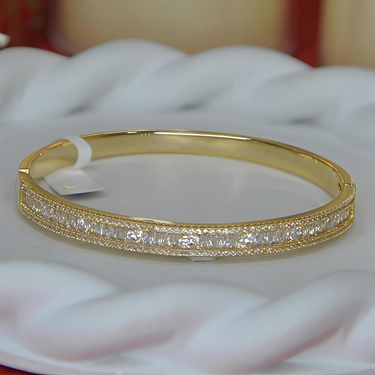 Baguette & Round CZ Bangle