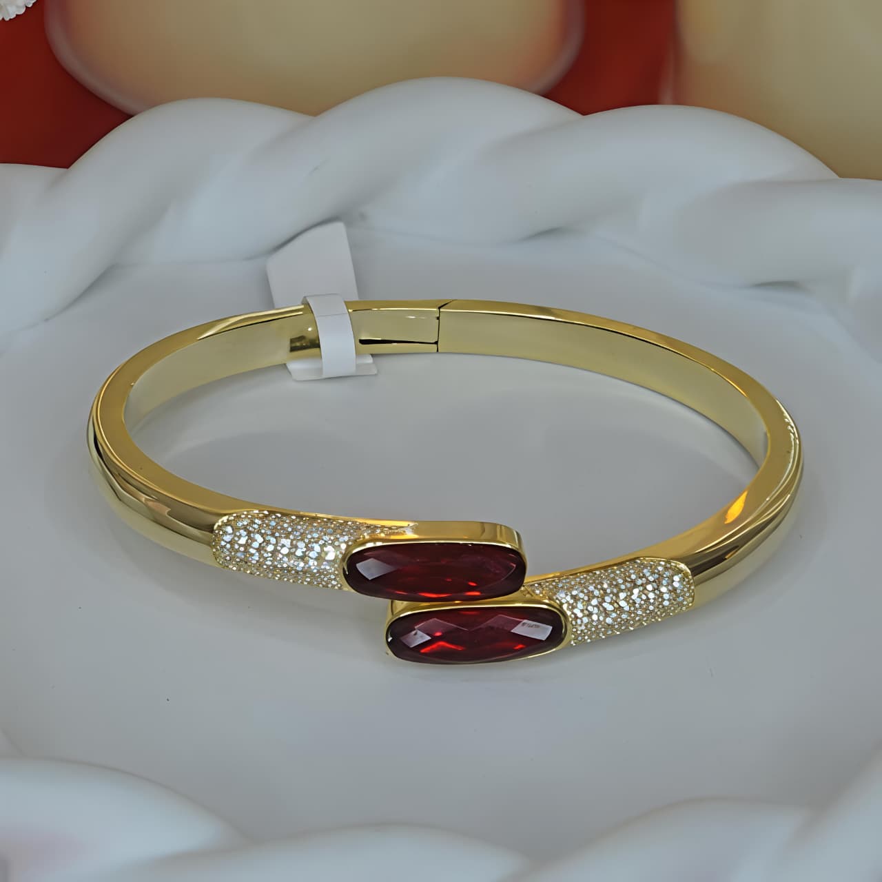 Oval Cut Ruby Red Stone Bangle
