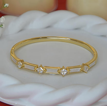 Mother Of Pearl Princess-Cut CZ Bangle